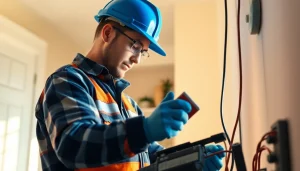 Efficient Elektriker Notdienst in der Nähe assisting with electrical repairs at home.