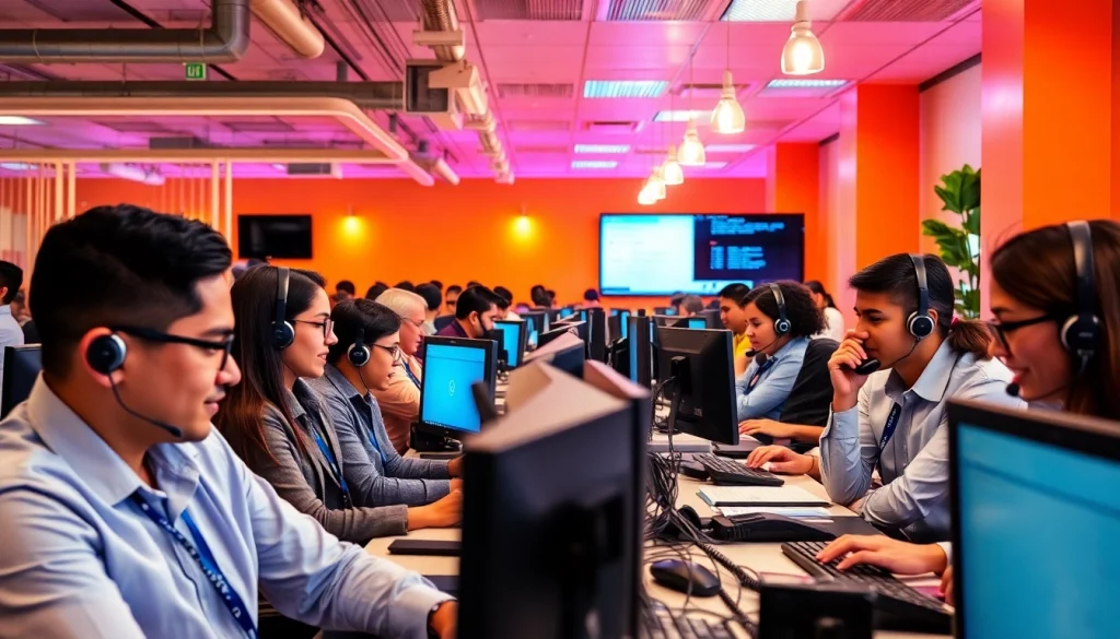 Agents collaborating in a dynamic Tijuana call center to enhance customer service.