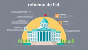 Visual representation of réforme de l'état highlighting government transformation methods.