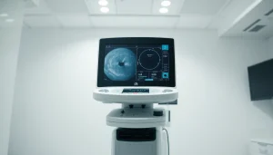 GE LOGIQ E9 ULTRASOUND FOR SALE!! Showcase its advanced features and sleek design in a medical setting.