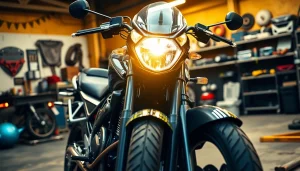 Motorrad Teile im Detail, von der Reparatur bis zur Anpassung, in einer Werkstatt dargestellt.