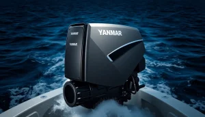 Showcase the robust YANMAR 6LF530 INBOARD DIESEL ENGINE SALE! with striking details in a marine setting.