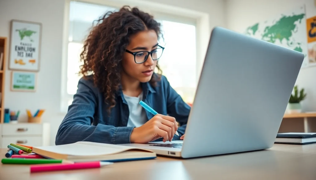 Engage in Duolingo English Test practice with a focused student and a study setup.