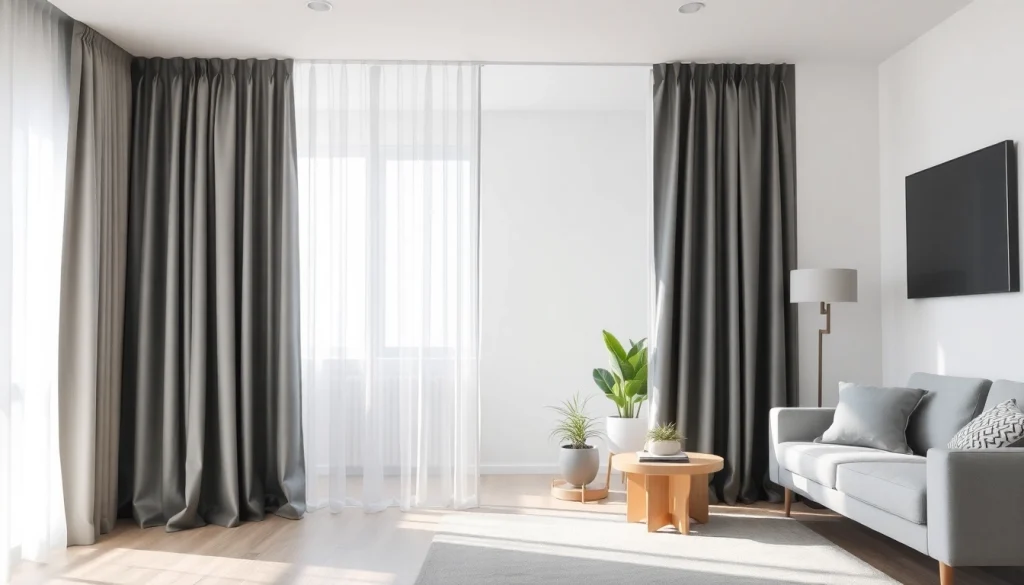 Enhance your space with modern curtains & drapes in a stylish living room setting.