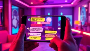 Engaging conversation in an AI sex chat free environment with colorful chat bubbles and user interaction.