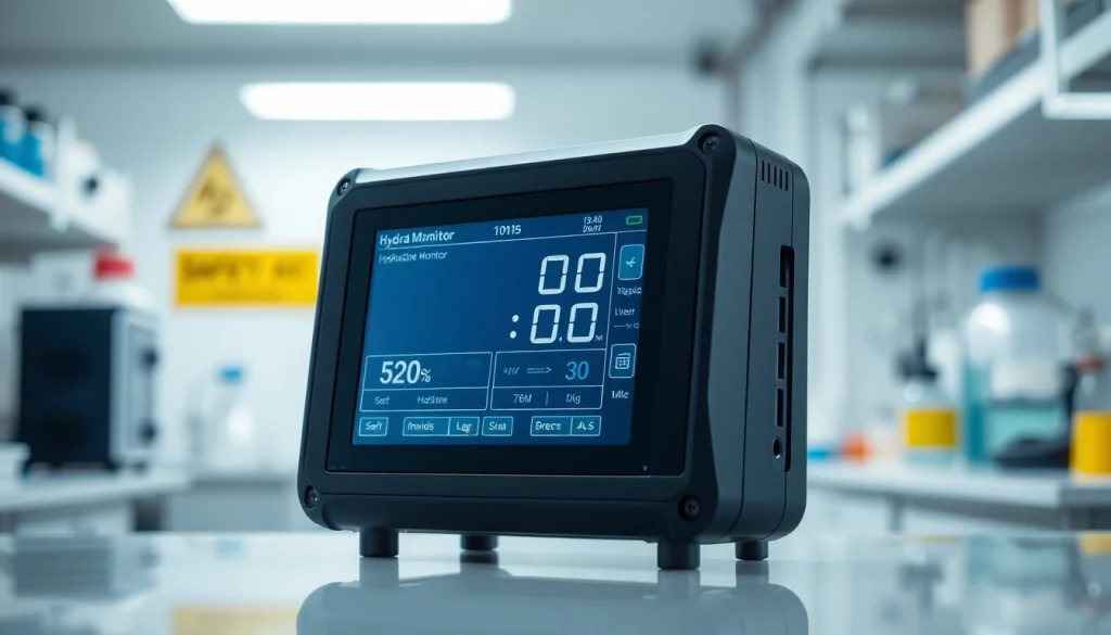 Monitor for hydrazine detection in a laboratory, showcasing its high-tech features and safety design.