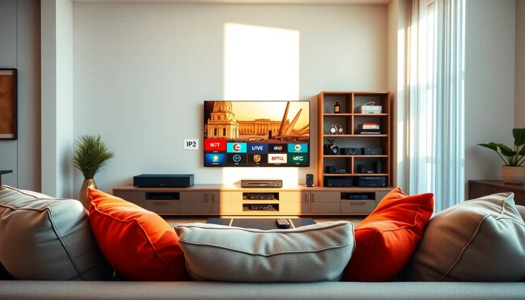 Experience the 24h iptv test with a vibrant IPTV setup in a welcoming living room.
