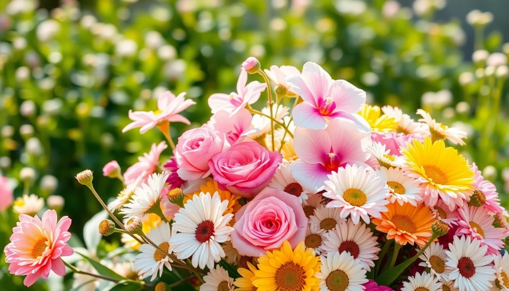 Initial view of vibrant Irvine flowers in a beautiful garden setting, showcasing their vivid colors.