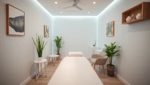 Zürich beauty clinic with serene treatment room and ambient lighting for aesthetic procedures