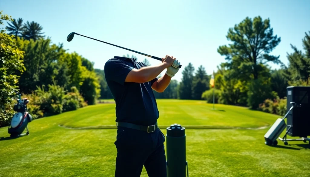 Enhance your skills with innovative golf training aids in action on the practice range.