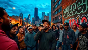Artists showcase underground rap Chicago culture in a vibrant street performance.