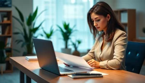 Apply for GCMS notes with focused determination at a modern desk.