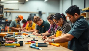Students practicing skills at hawaii trade schools, showcasing hands-on training in a vibrant workshop.