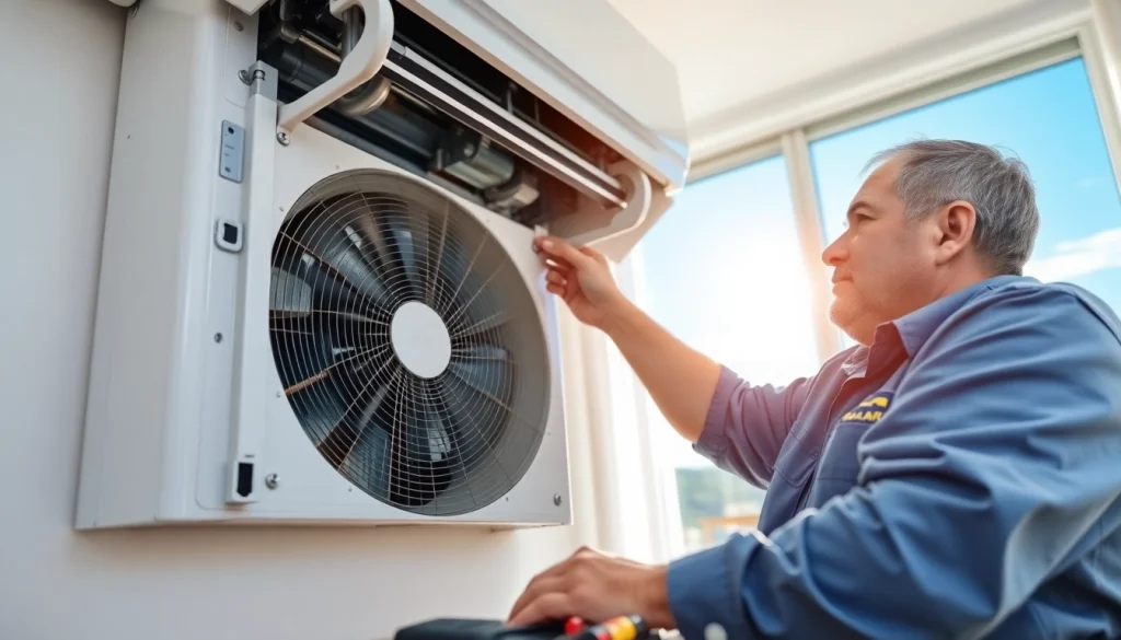 AC repair in Mesa, AZ by a professional technician inspecting an AC unit.