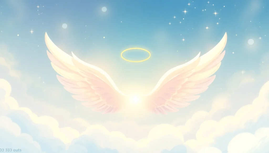 Visual representation of angel number 333 meaning, showing an angel in a serene environment.