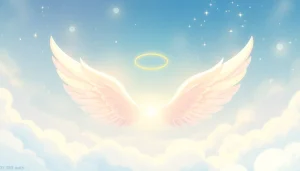 Visual representation of angel number 333 meaning, showing an angel in a serene environment.