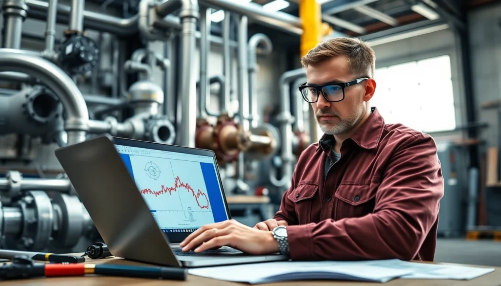 Analyzing pipe stress Analysis in an engineering workshop setting with intricate piping systems.