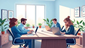 Finding fulfilling online jobs in a modern home office with bright light.