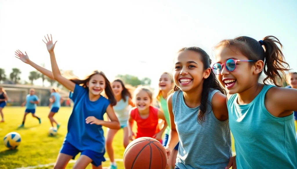 Girls enjoying activities at Multi Sports Camps for Girls, showcasing teamwork and energy.