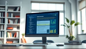 Showcase of an AI summary of papers tool with vibrant data visuals in a modern workspace.