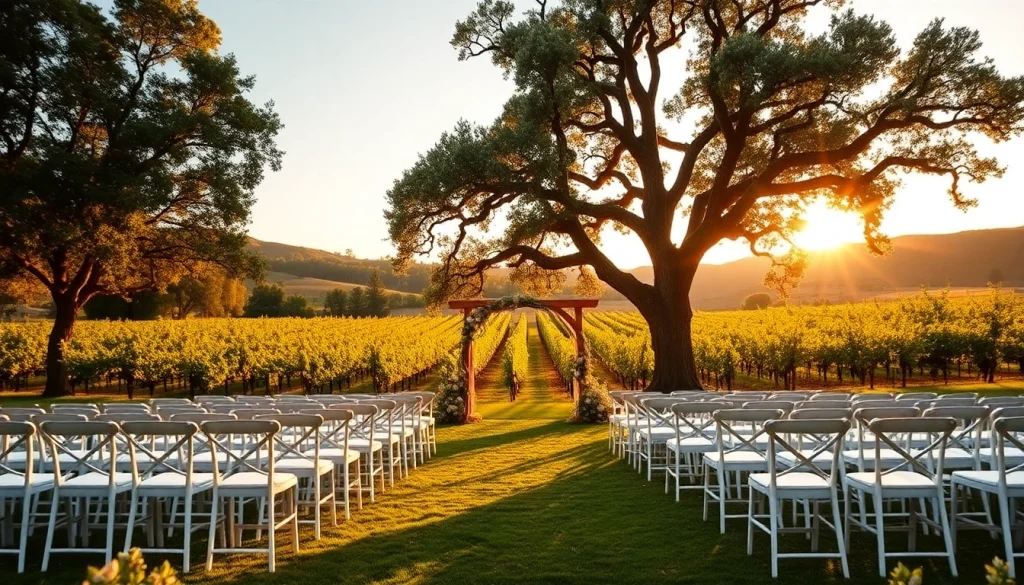 Arrange a stunning ceremony setting at clarksburg wedding venues amidst beautiful vineyards.