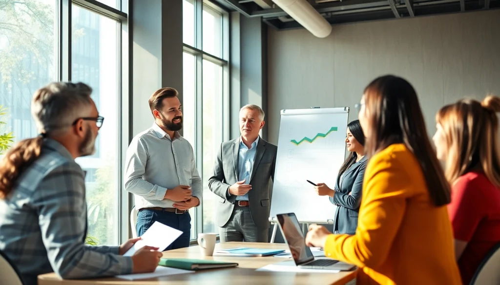 Engaging business coaching service session illustrating effective collaboration and strategy development.