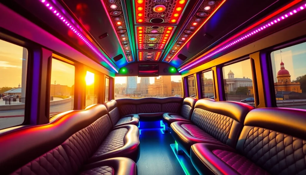 Enjoy a lively Macon party bus with vibrant interiors ready for your celebration.