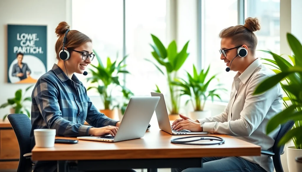 Virtual Assistants working together efficiently in a bright office environment.