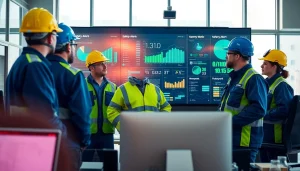 Monitor real-time safety alerts as a team analyzes safety data in an office.