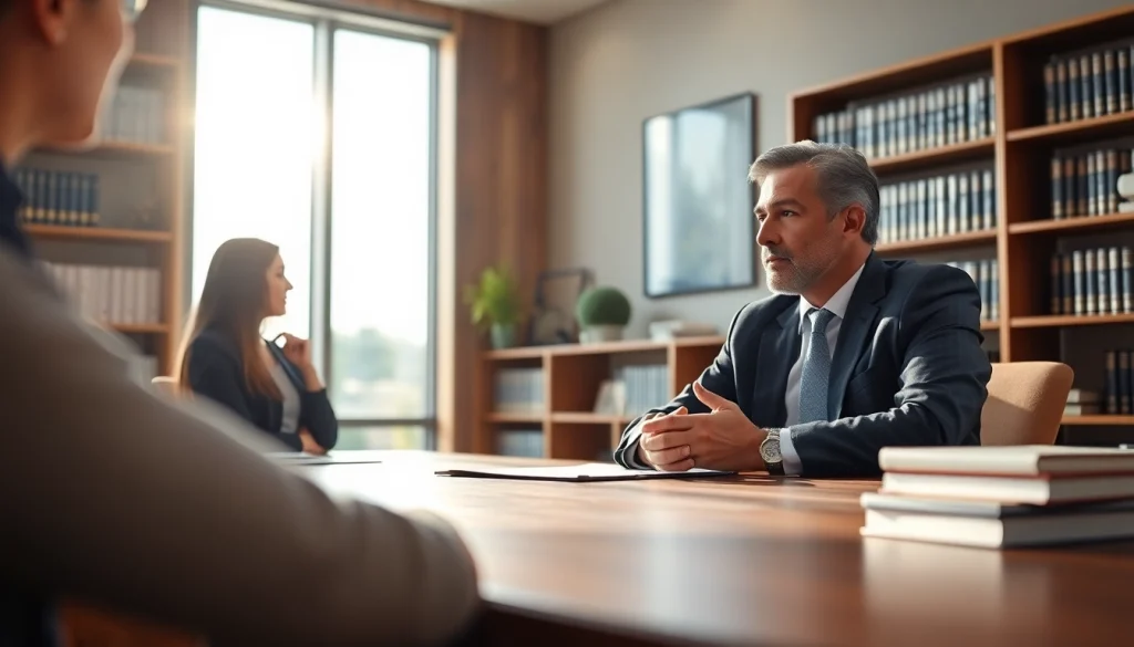 Consultation for contested divorce legal representation, showcasing a compassionate attorney with a client.
