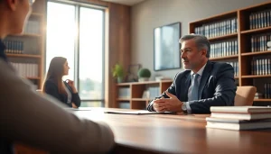 Consultation for contested divorce legal representation, showcasing a compassionate attorney with a client.