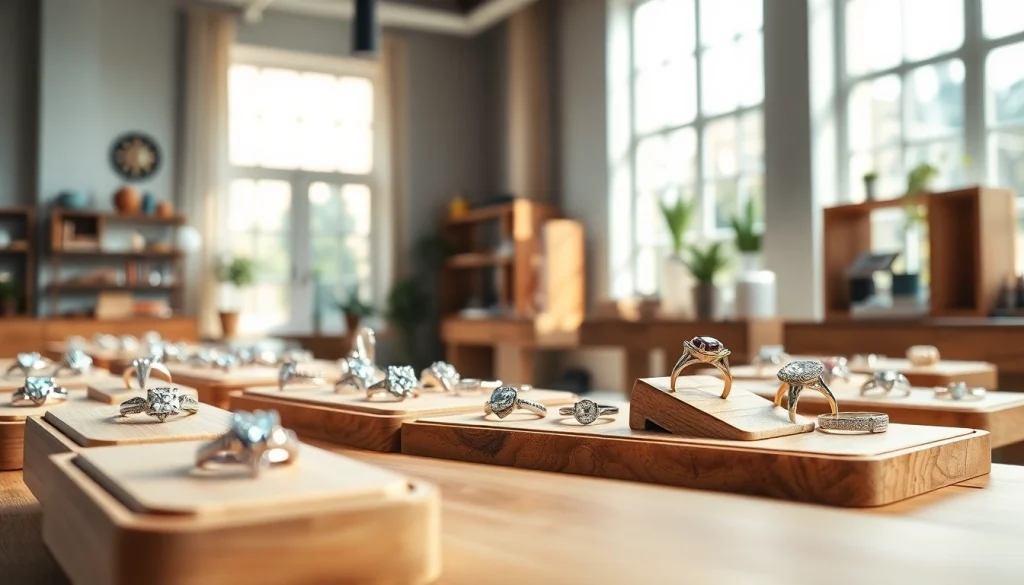 Showcase of engagement jewelry designers featuring exquisite rings crafted with elegance.