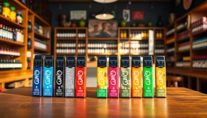 Hqd pods aus verschiedenen Geschmacksrichtungen in einem modernen Vape-Shop.