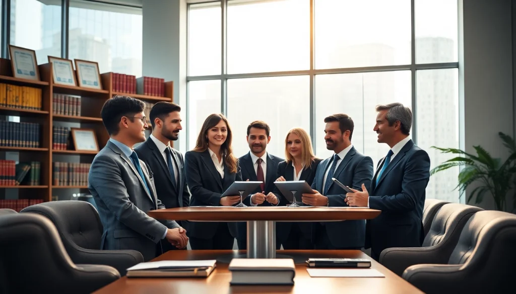 Lawyers Salisbury discussing legal matters in a professional office setting