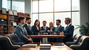 Lawyers Salisbury discussing legal matters in a professional office setting
