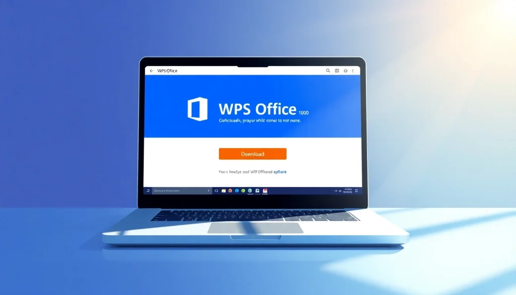 Download the WPS下载 software on a laptop, showcasing efficiency and user-friendly interface.