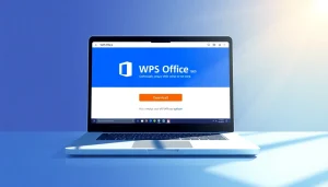 Download the WPS下载 software on a laptop, showcasing efficiency and user-friendly interface.