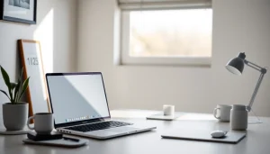 Access the line電腦版下載 interface on a sleek laptop setup, enhancing user experience.