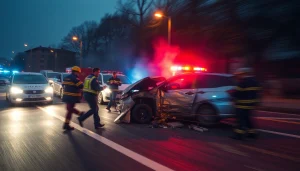 A traffic accident in Düzce illustrating chaos and emergency response efforts after a collision.