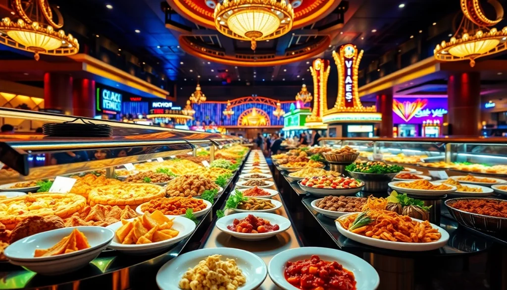 Decadent display of Buffets in Las Vegas featuring opulent food arrangements.