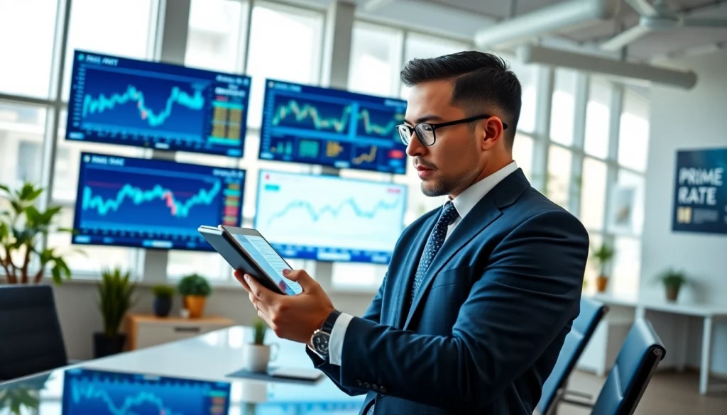 Analyze what is the prime rate today with a professional financial analyst using a digital tablet in a modern office.