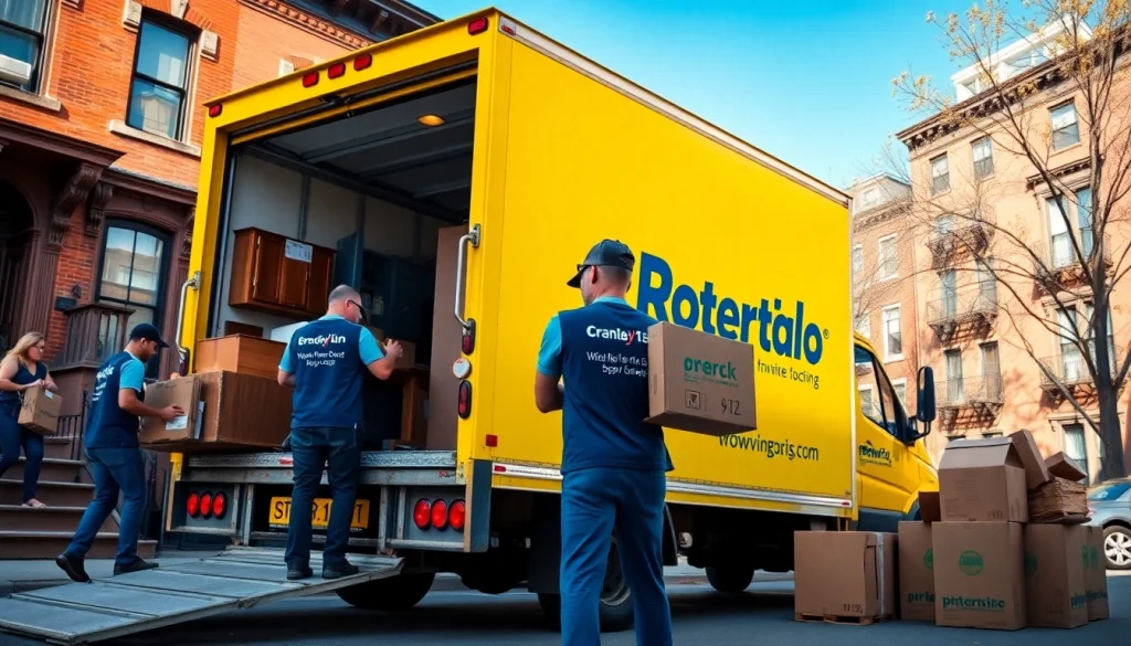 Brooklyn movers packing furniture into a yellow truck, showcasing professionalism in action.