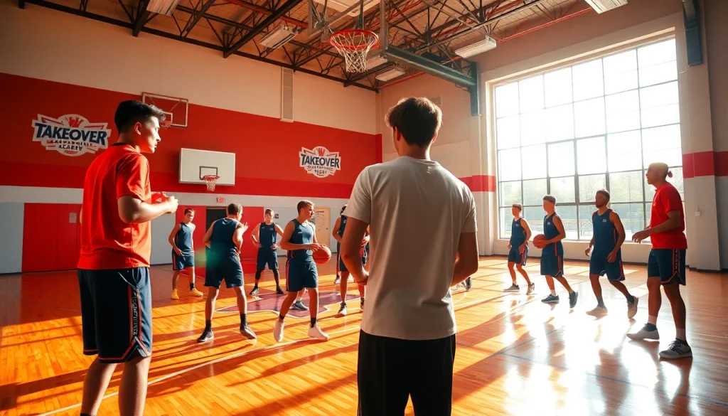Young athletes training at the Takeover Basketball Academy, showcasing teamwork and energy.