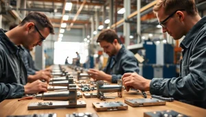 High-quality cabinet hinge manufacturers producing durable hinges with precision in a modern factory.