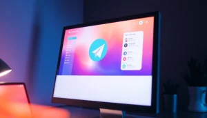 Interact with Telegram電腦版 showcasing its user-friendly interface and vibrant design on a computer screen.