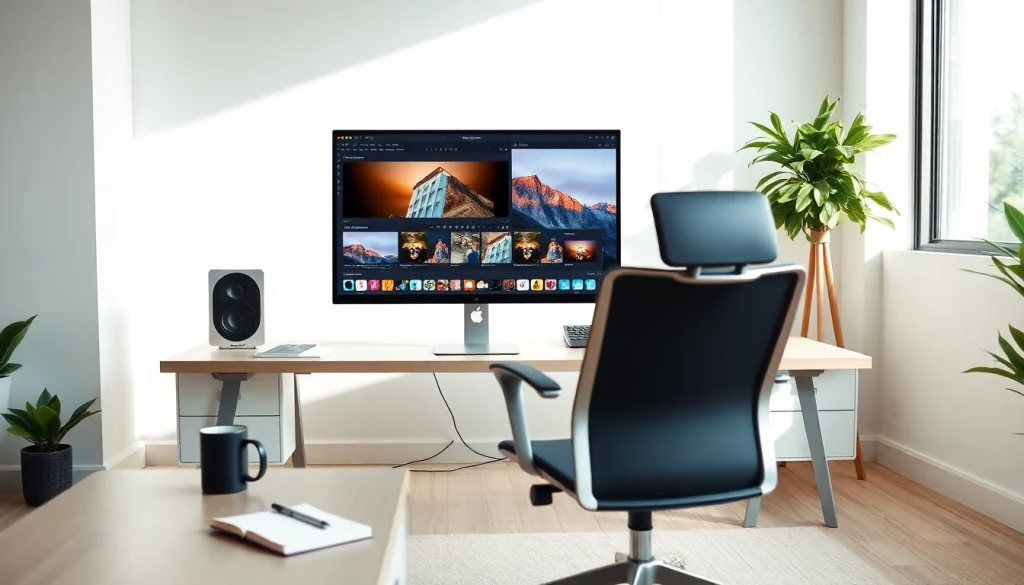 Buy Macstudio Ultra setup showing sleek workspace with Mac Studio desktop.