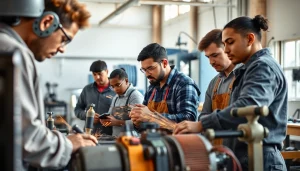 Engaged students learning hands-on skills at a trade school in Tennessee.