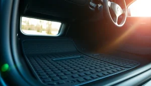 Gummimatten Auto perfekt angepasst in einem eleganten Fahrzeuginterieur.