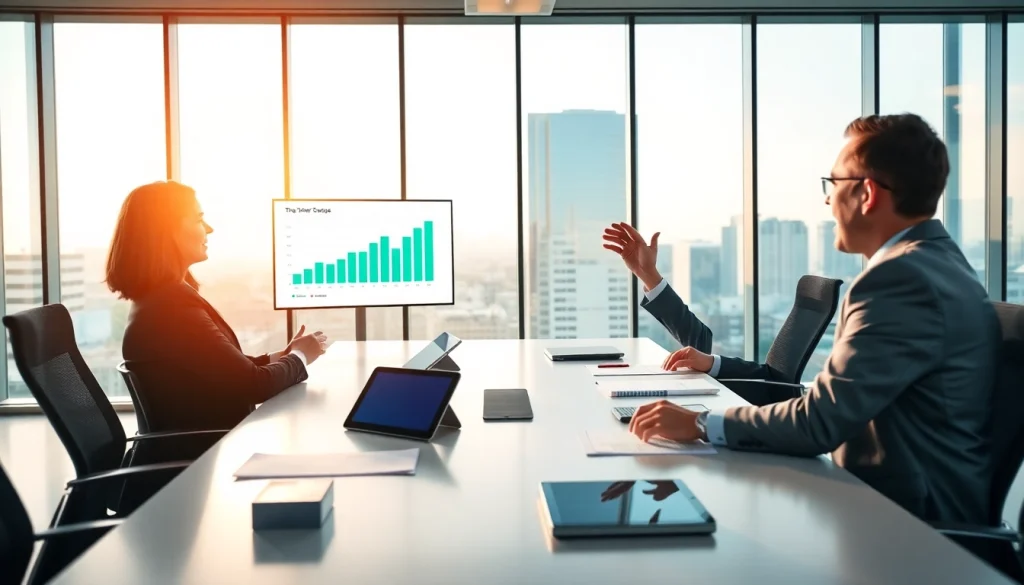 Purchasing consultant presenting strategies in a modern business meeting.