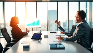 Purchasing consultant presenting strategies in a modern business meeting.